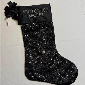 Victoria's Secret Black Sequin Animal Leopard Print Holiday Stocking